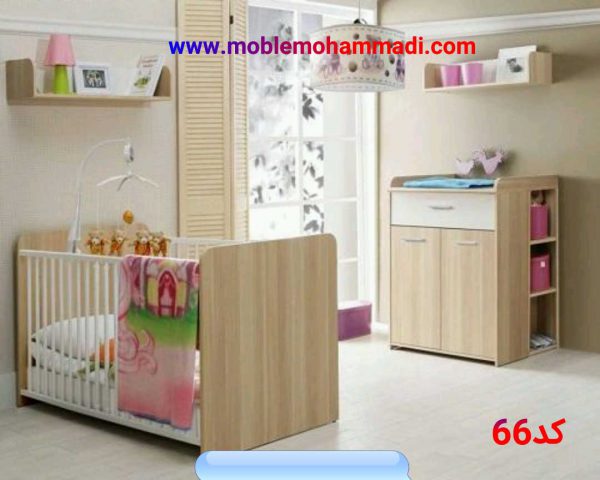 سرویس خواب کودک کد ۶۶ شامل تخت با دکور بالا /دراور با دکور بالا